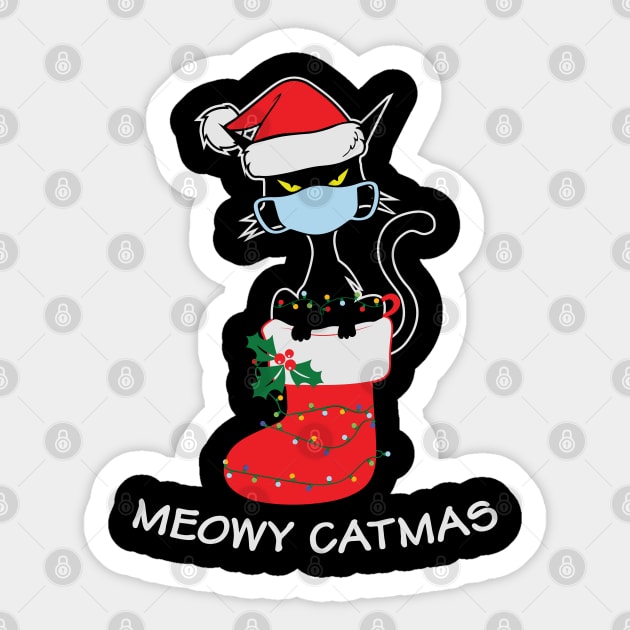 Meowy Catmas Funny Cat Lover Christmas Gift Sticker by BadDesignCo